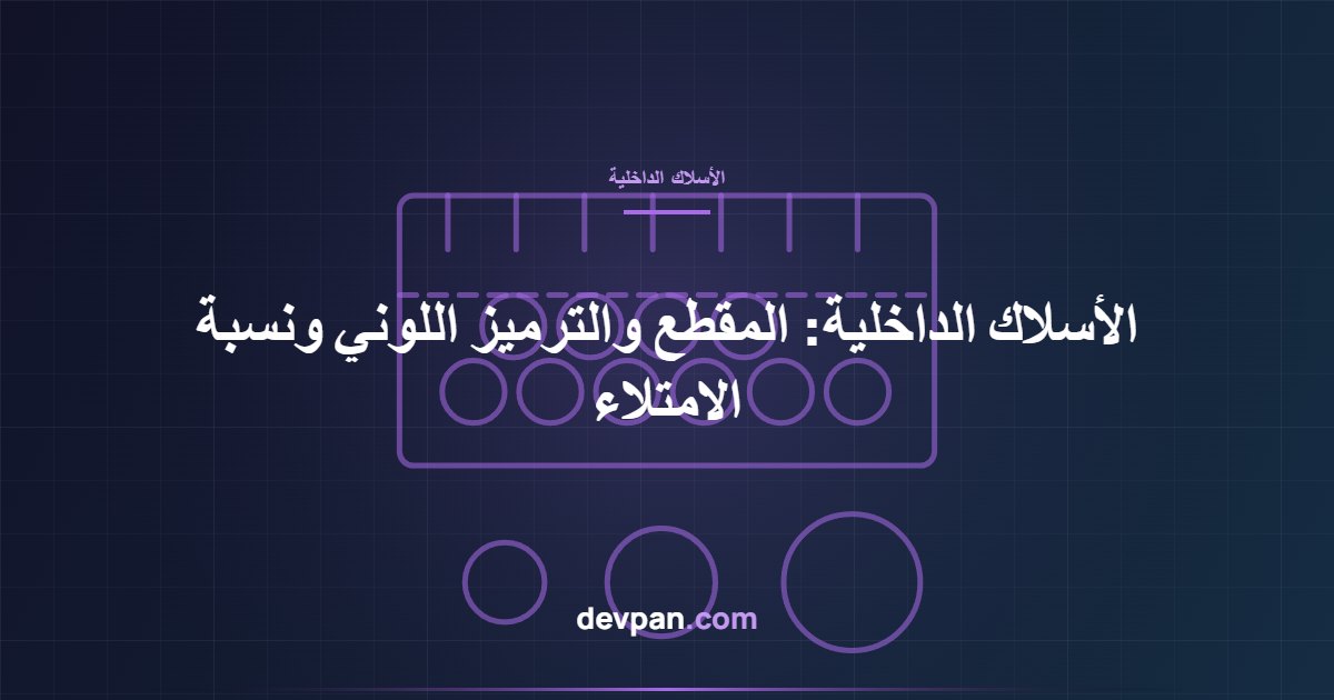 صورة غلاف تقنية تُظهر مقطع مجرى الأسلاك وترتيب الموصلات ونسبة الامتلاء داخل لوحة التوزيع