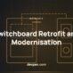 Diagram showing an ageing switchboard section retrofitted with new breakers and protection units