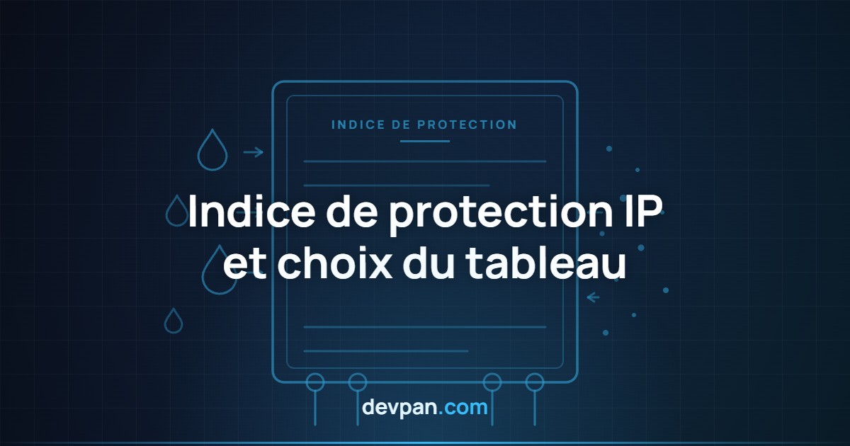 Image de couverture sur l’indice de protection IP : enveloppe de tableau, gouttes d’eau et symboles de poussière